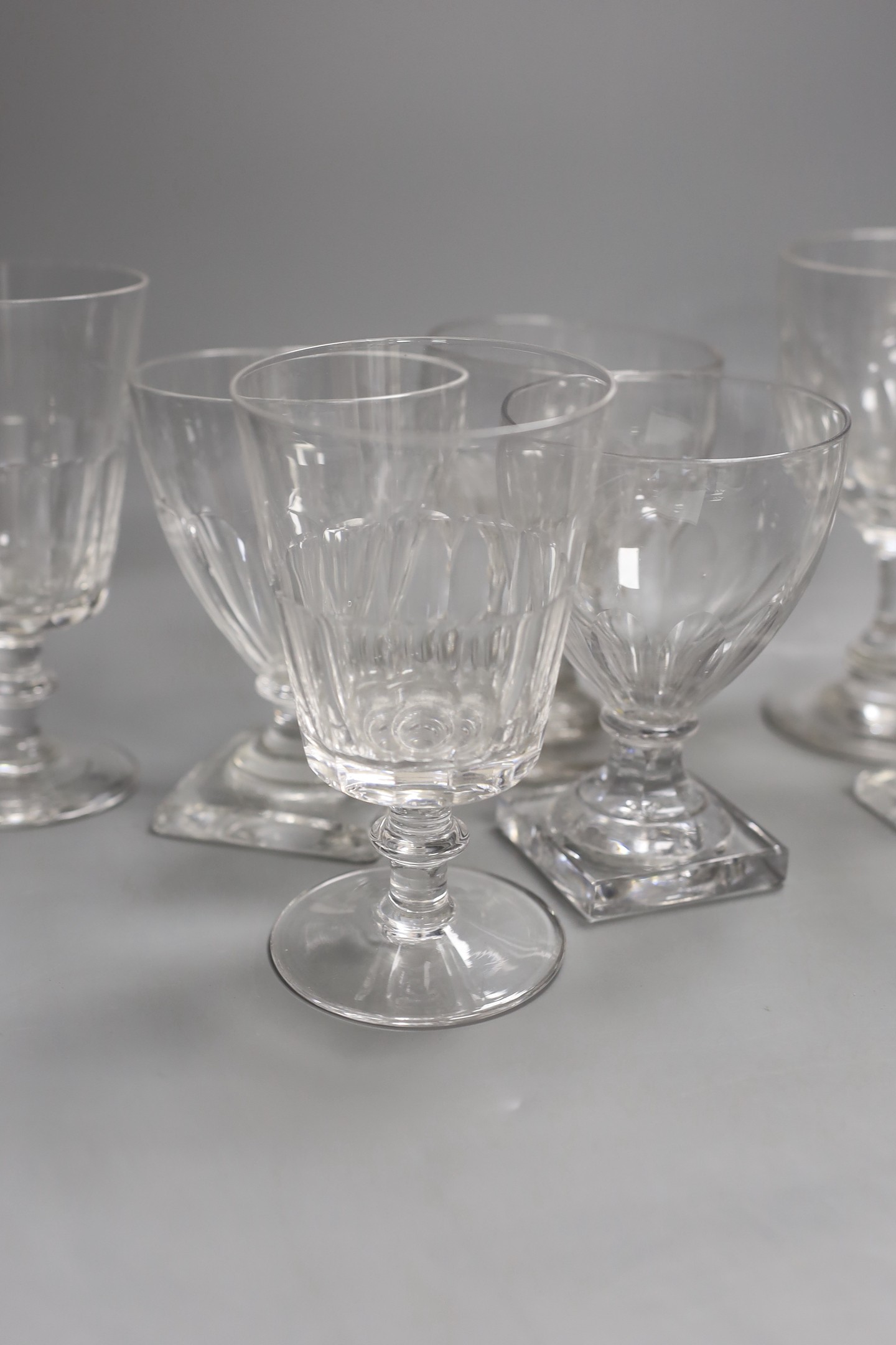 Group of ten 19th century wine glasses and rummers